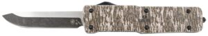 Templar Knife LZMOB321 Premium Weighted  Large 3.55" OTF Drop Point Plain Black Oxide Stonewashed D2 Steel Blade, 5.25" Mossy Oak Bottomland Aluminum Zinc Alloy Handle