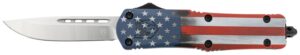 CobraTec Knives MCUSAFS3DNS FS-3 American Flag Medium 3" OTF Drop Point Plain Satin D2 Steel Blade, 5" US Flag Aluminum Cerakoted Handle