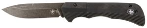 Templar Knife AAABK321 Auto Assist  3.50" Folding Drop Point Plain Black Oxide Stonewashed D2 Steel Blade, 4.25" Aluminum Handle