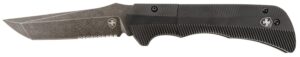 Templar Knife AAABK521 Auto Assist  3.50" Folding Tanto Part Serrated Black Oxide Stonewashed Powder Coated D2 Steel Blade/ 4.25" Aged Aluminum Handle