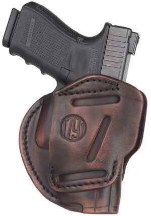 1791 Gunleather 3WH5VTGA 3-Way  IWB/OWB Size 05 Vintage Leather Belt Loop Fits Glock 17 Fits HK VP9 Fits MP9 Ambidextrous Hand