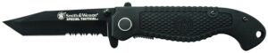 Smith & Wesson Knives CKTACBSCP Special Tactical  3.50" Folding Part Serrated Stainless Steel Blade 4.60" Black