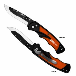 AccuSharp 741C Replaceable Blade Razor  3.50" Folding Plain Stainless Steel Blade/Blaze Orange Ergonomic Anti-Slip Anodized Aluminum Handle/ Includes 2 Replacement Blades/Belt Clip