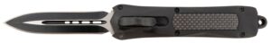 Steel River Knives A163BD Spartan  3.50" OTF Dagger Plain Black/Silver 440C SS Blade/ Black w/Carbon Fiber Inlay Aluminum Zinc Alloy Handle