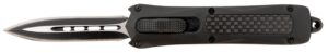 Steel River Knives MA163BD Spartan  Mini 2.70" OTF Dagger Plain Black/Silver 440C SS Blade/ Black w/Carbon Fiber Inlay Aluminum Zinc Alloy Handle