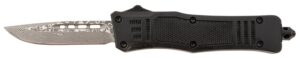 Steel River Knives MT616BRDAMDP Spartan  Mini 2.75" OTF Drop Point Plain Real Damascus 4.25"/ Black Aluminum Zinc Alloy Handle