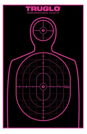 TruGlo TG13A12BB Tru-See Handgun Target Self-Adhesive Heavy Paper Black/Pink 12"x18" Silhouette 12 Pack
