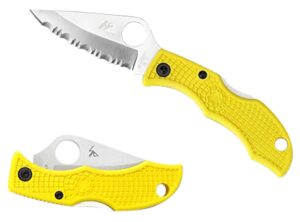 Spyderco LYLP3 Ladybug 3 Salt 1.94" Folding Plain Stonewashed H2 Steel Blade/Marine Yellow Bi-Directional Texturing FRN Handle