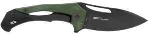 S.O.G SOG14240257 Bulwark FLK EDC 3.50" Folding Drop Point Plain Black PVD Cryo D2 Steel Blade, Olive Drab Textured Linen Micarta Handle, Presentation Box
