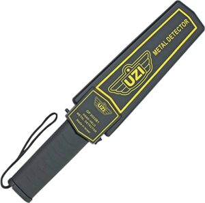Uzi Accessories UZIHHSC1 Handheld Metal Detector Black/Yellow High-Impact Plastic Features LED Light