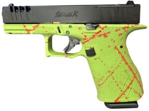 Great Lakes Firearms GL19SZOM Striker  Compact Frame 9mm Luger 15+1 4" Black Nitride Steel Barrel, Black Cerakote Serrated w/Slide Cuts Steel Slide, Zombie Cerakote Polymer Frame & Grip, Ambidextrous