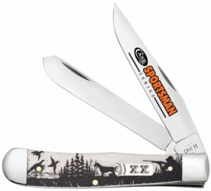 Case 81224 Trapper Sportsman Folding Clip Point/Spey Plain Mirror Polished Tru-Sharp SS Blade/Bird Dog Hunter Embellished Natural Bone Handle