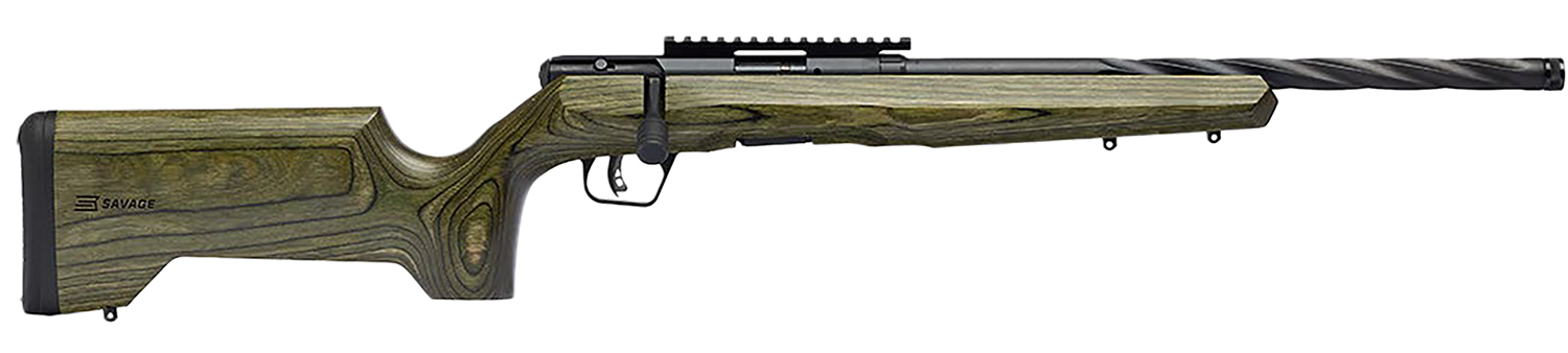 Savage Arms 70851 B Series Full Size 17 HMR 10+1 18" Matte Black Spiral Fluted Threaded Barrel, Matte Black Carbon Steel Receiver w/Picatinny Rail, OD Green Fixed Laminate Stock, Right Hand