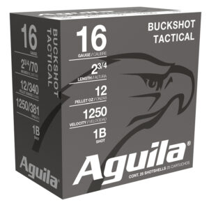 Aguila 1C1601BA Buckshot  16Gauge 2.75" 1 1/8oz 1Buck Shot 25 Per Box/10 Case