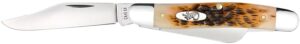 Case 00128 Stockman  Medium 2.92"/2.15"/1.90" Folding Clip/Sheepsfoot/Spey Plain Mirror Polished Tru-Sharp SS Blade/Peach Seed Jigged Amber Bone Handle