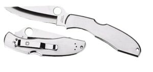 Spyderco C10S Endura 4  3.85" Folding Clip Point Part Serrated VG-10 SS Blade Satin Stainless Steel Handle Includes Pocket Clip