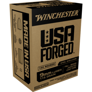 Winchester USA Forged- Steel Case Handgun Ammunition 9mm Luger 115 gr FMJ 1190 fps 150/ct