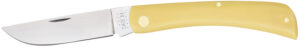 Case 00038 Sod Buster  Folding Skinner Plain Tumble Polish Carbon Steel Blade/Smooth Yellow Synthetic Handle