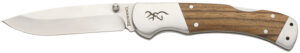 Browning 3220533 Sage Creek  Large 3.50" Folding Drop Point Plain Satin 9Cr18MoV SS Blade, Brown Zebra Wood Handle