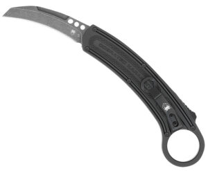 CobraTec Knives CTBKRH Karambit  2.75" Folding Plain Stonewashed D2 Steel Blade, 5.88" Black Anodized w/Finger Ring Aluminum Handle