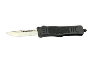 Steel River Knives MT616BULD2DP MT616 Ultralight Mini 2.75" OTF Drop Point Plain Polished D2 Steel Blade, 4.25" Black Aluminum Handle