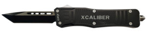 Xcaliber Knife Company  45 ACP  Large 3.80" OTF Tanto Plain Black 440C SS Blade, 5.30" Steel Handle