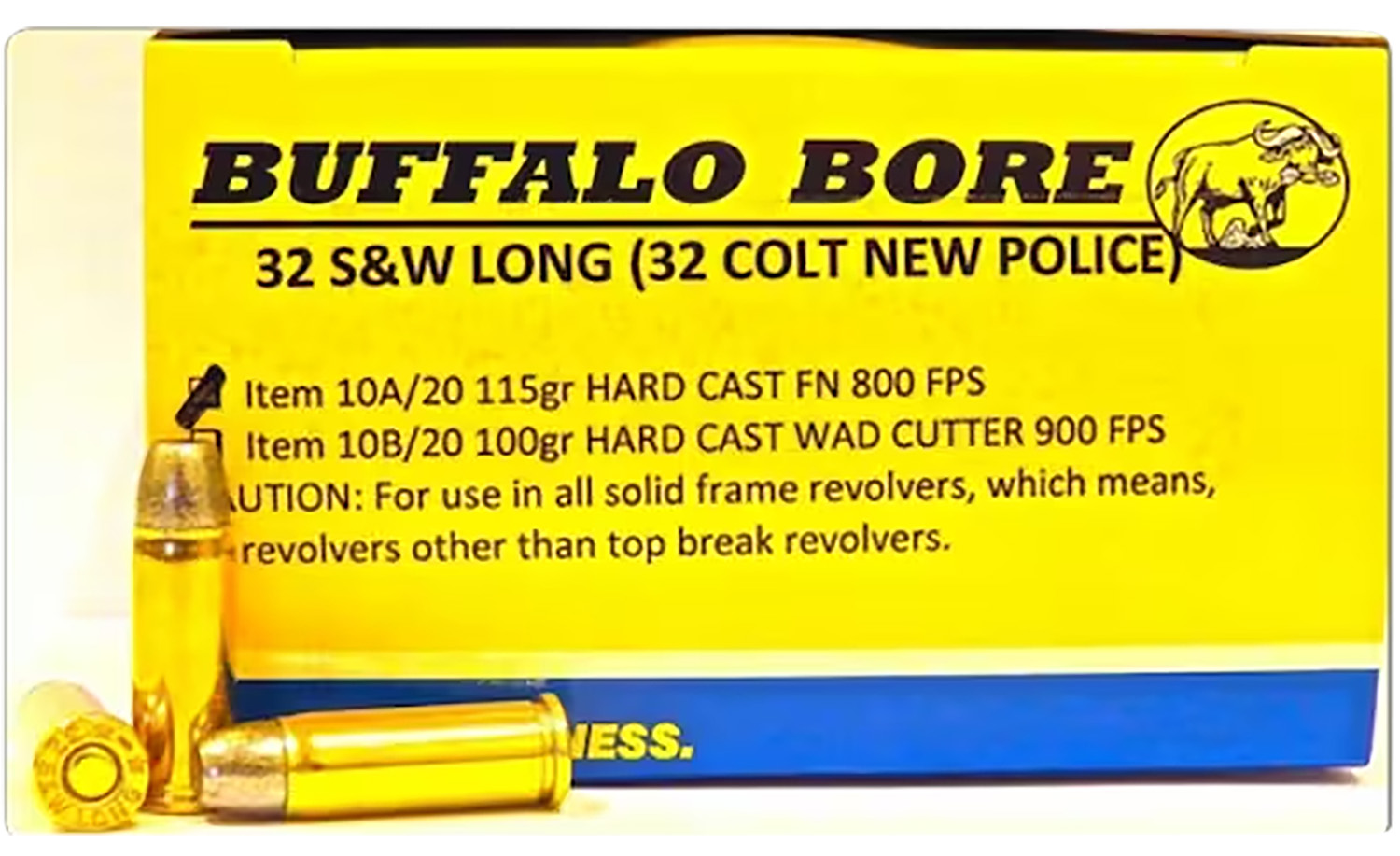 Buffalo Bore Ammunition 10A20 Personal Defense Strictly Business 32S&W Long 115gr Hard Cast Flat Nose 20 Per Box/12 Case