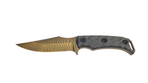 HALF FACE BLADES TOSAHWI GOLD TOPO 4" BLADE, 8.1"OA, CPM S45VN STEEL, MICARTA GRIP