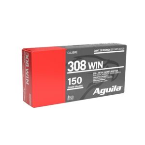 Aguila Rifle Ammunition .308 Win 150 gr FMJBT 2760 fps 20/ct