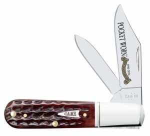Case 55233 Pocket Worn Barlow Folding 2.50" Clip Point/1.87" Pen Plain Mirror Polished Tru-Sharp SS Blade Corn Cob Jigged Mahogany Bone Handle
