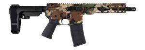 Shark Coast Tactical SCC07206M81-P Woodland Camo 5.56 NATO 30+1 Black Nitride Threaded Barrel, Aluminum Receiver w/Picatinny Rail, M-LOK Handguard, Polymer SB Tactical SBA3 Brace, Magpul MOE Grip, Rig
