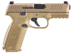 FN 66100489 509  9mm Luger 17+1 4" Black Target Crown Steel Barrel, Flat Dark Earth Serrated Stainless Steel Slide & Polymer Frame w/Picatinny Rail, FDE Interchangeable Backstrap Grip, Ambidextrous