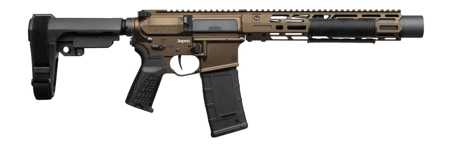 CMMG 30A0ED0-MB Zeroed Banshee Mk4 300 Blackout 30+1 6.50" Black Nitride Threaded Barrel, Midnight Bronze Cerakote Aluminum Receiver w/Picatinny Rail, M-LOK Handguard, Black Polymer CMMG RipBrace, CMM