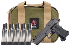 Alpha Foxtrot AA47X1QIG-XDBK20-PROM AF1911 Romulus Promo 9mm Luger 20+1 3.50" Black DLC Threaded Compensated Barrel, Black DLC Stainless Steel Optic Ready/Serrated Slide & Frame w/Beavertail & Picatin
