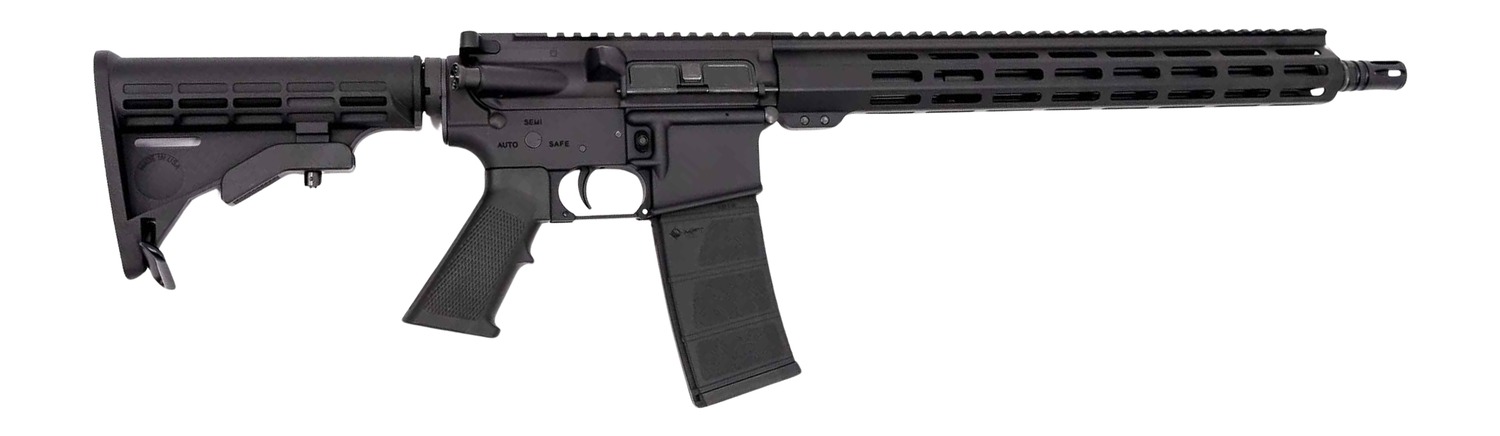 Andro Corp Industries 30016BB ACI-15 Bravo 300 Blackout 30+1 16" Black Nitride Threaded Barrel, Black Anodized Aluminum Receiver w/Picatinny Rail, M-LOK Handguard, M4 Black Polymer Stock, Black A2 Gri