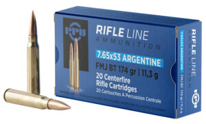 PPU PP7AF Metric Rifle 7.65x53mmArgentine 174gr Full Metal Jacket Boat Tail 20 Per Box/10 Case